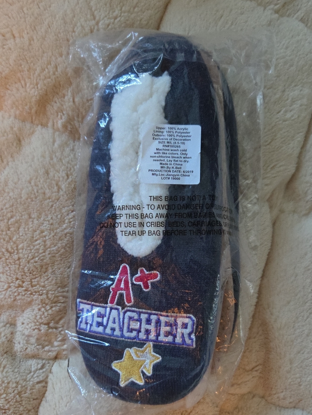 A+ Teacher Navy Blue Slip-On Indoor Slippers
